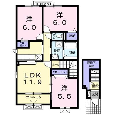 アンファミーユⅢ 201【管理NO：1-016691203-02010】 ★家具家電は申し込み後に搬入しますの外観画像