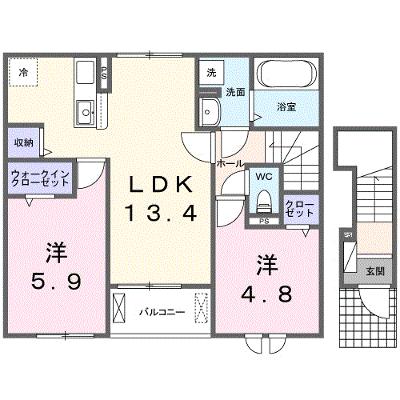プロムナード大神Ⅱ 202【管理NO：1-028007501-02020】 ★家具家電は申し込み後に搬入します★ ★2026年12月上旬入居可能★の外観画像