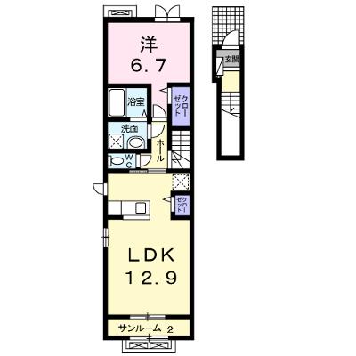 ジャルダン・デ・アンジュ 205【管理NO：1-020426501-02050】 ★家具家電は申し込み後に搬入します★ ★2026年10月中旬入居可能★の外観画像