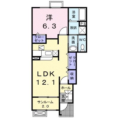 カーサ・サンフラワーＡ 103【管理NO：1-014436801-01030】 ★家具家電は申し込み後に搬入しますの外観画像