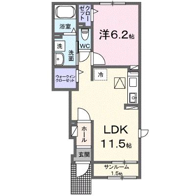 エアリー若松Ⅲ 107【管理NO：1-028221901-01060】 ★家具家電は申し込み後に搬入します 2026年08月上旬入居可能の外観画像