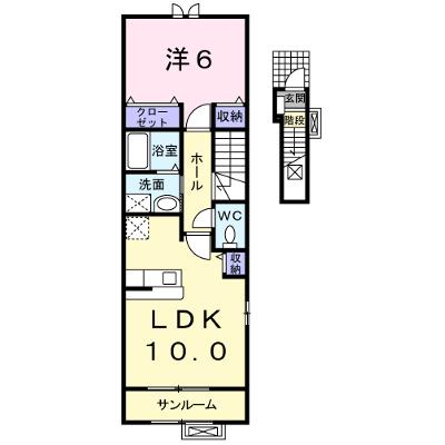 ラック　ヴィラⅡ　Ｂ 201【管理NO：1-014983702-02010】 ★家具家電は申し込み後に搬入します★の外観画像