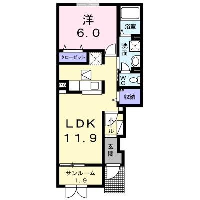 ミニョンソレイユ 102【管理NO：1-019348101-01020】 ★家具家電は申し込み後に搬入します 2026年08月上旬入居可能の外観画像
