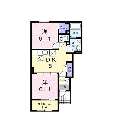 カンパニュール　Ⅰ 102【管理NO：1-023361301-01020】 ★家具家電は申し込み後に搬入しますの外観画像