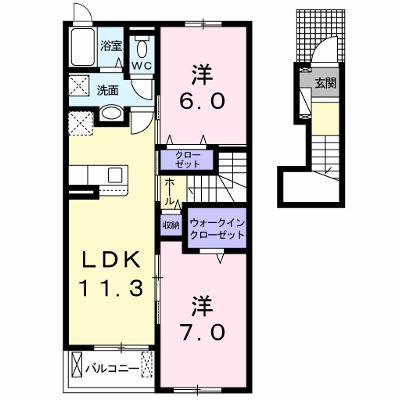 エスペランサ 202【管理NO：1-025716301-02020】 ★家具家電は申し込み後に搬入します★の外観画像