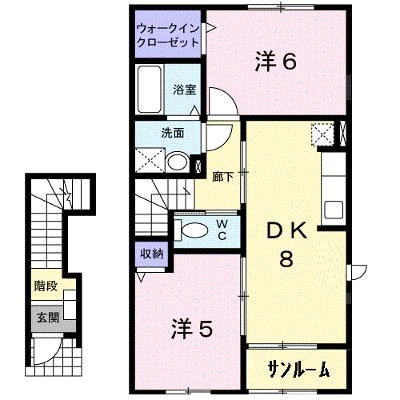 アムールⅡ 203【管理NO：1-017749401-02030】 ★家具家電は申し込み後に搬入します 2026年08月下旬入居可能の外観画像