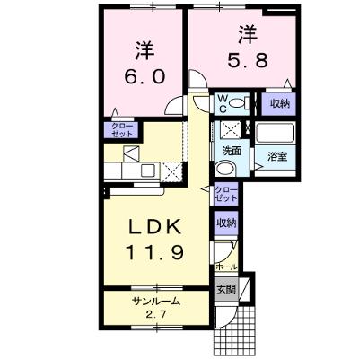アンファミーユⅢ 103【管理NO：1-016691203-01030】 ★家具家電は申し込み後に搬入します★の外観画像