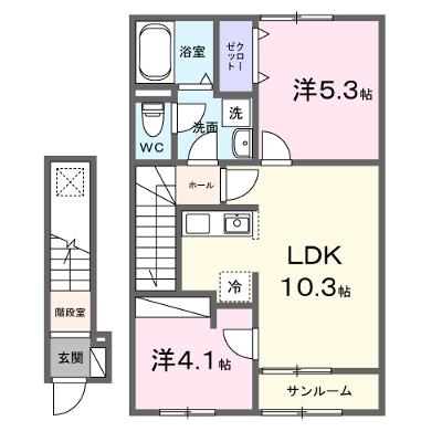 フラン　フルール　Ｂ 202【管理NO：1-028500802-02020】 ★家具家電は申し込み後に搬入します★ ★2027年01月下旬入居可能★の外観画像