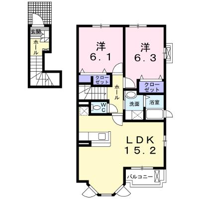 プリマヴェーラＢ 205【管理NO：1-013317402-02040】 ★家具家電は申し込み後に搬入します★ ★2026年08月中旬入居可能★の外観画像