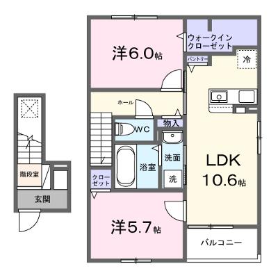 フジ　ビスタ 203【管理NO：1-028673501-02030】 ★家具家電は申し込み後に搬入します★ ★2026年12月上旬入居可能★の外観画像