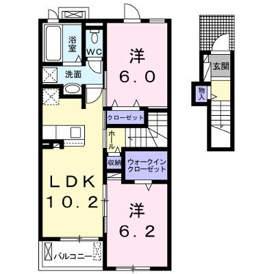 プラシード 202【管理NO：1-025877801-02020】 ★家具家電は申し込み後に搬入します 2026年08月下旬入居可能の外観画像