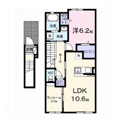 フロレゾンＤ 203【管理NO：1-028500904-02030】 ★家具家電は申し込み後に搬入します★ ★2026年12月中旬入居可能★の外観画像