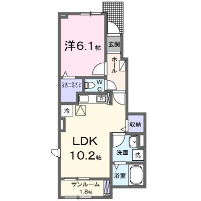 フロレゾンＤ 105【管理NO：1-028500904-01040】 ★家具家電は申し込み後に搬入します★ ★2026年12月中旬入居可能★の外観画像