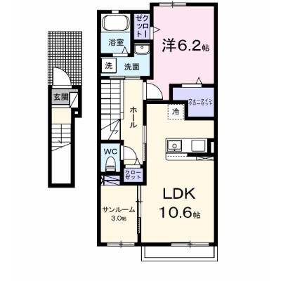 ルチェリデＢ 203【管理NO：1-028396902-02030】 ★家具家電は申し込み後に搬入します★ ★2026年12月下旬入居可能★の外観画像