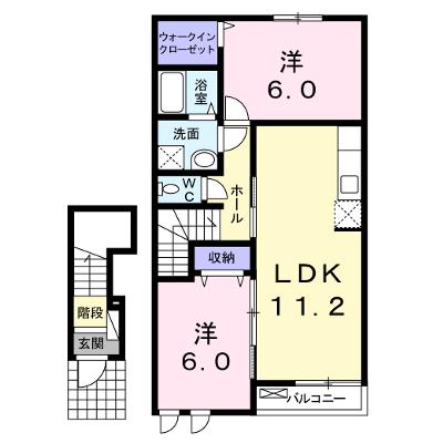 サンデリアーナⅡ　Ｂ 202【管理NO：1-018773802-02020】 ★家具家電は申し込み後に搬入します★の外観画像