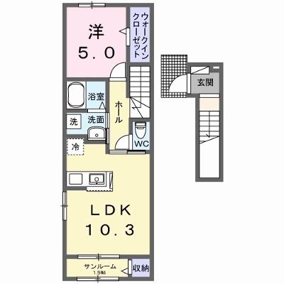 ミルホイール　Ⅰ 204【管理NO：1-028119401-02040】 ★家具家電は申し込み後に搬入します 2026年11月上旬入居可能の外観画像