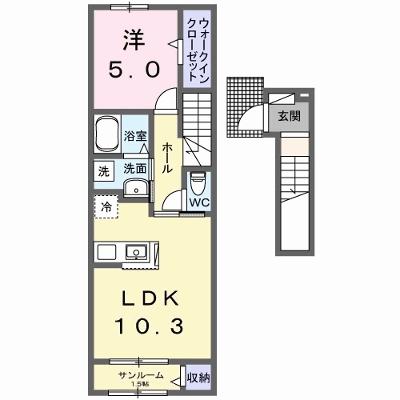 ミルホイール　Ⅰ 202【管理NO：1-028119401-02020】 ★家具家電は申し込み後に搬入します 2026年11月上旬入居可能の外観画像