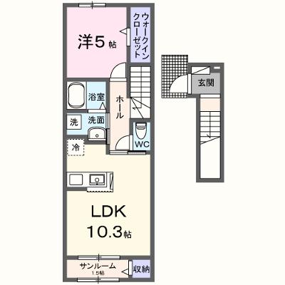 サンプリズムⅡ 205【管理NO：1-027534201-02050】 ★家具家電は申し込み後に搬入します★ ★2026年08月下旬入居可能★の外観画像