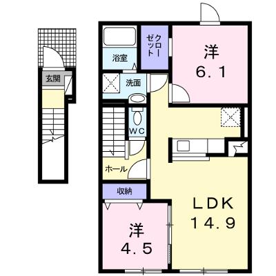 ディア　パーク 201【管理NO：1-019755201-02010】 ★家具家電は申し込み後に搬入します★の外観画像