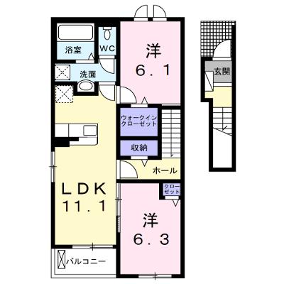クオーレＡ 202【管理NO：1-026930601-02020】 ★家具家電は申し込み後に搬入します★ ★2026年11月中旬入居可能★の外観画像