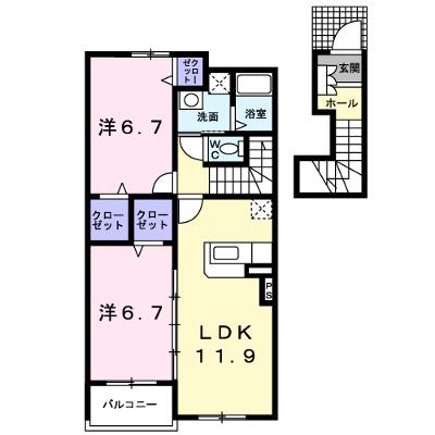 シュール・ドゥ 202【管理NO：1-015177602-02020】 ★家具家電は申し込み後に搬入します★ ★2026年08月下旬入居可能★の外観画像