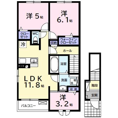 ラポールⅣ 201【管理NO：1-027673802-02010】 ★家具家電は申し込み後に搬入します★ ★2026年09月下旬入居可能★の外観画像