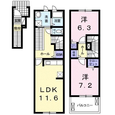 レインボー　ローズ　Ⅰ 205【管理NO：1-022120601-02040】 ★家具家電は申し込み後に搬入します★ ★2026年08月中旬入居可能★の外観画像