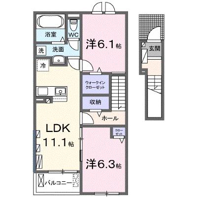 ローズ　ブランシュ 203【管理NO：1-028718501-02030】 ★家具家電は申し込み後に搬入します★ ★2026年11月下旬入居可能★の外観画像