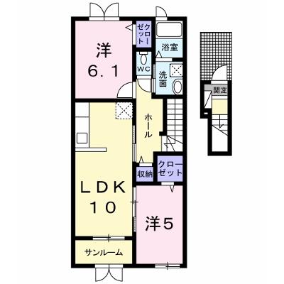 エテルノ優美Ｄ 203【管理NO：1-022925701-02030】 ★家具家電は申し込み後に搬入します 2026年08月下旬入居可能の外観画像