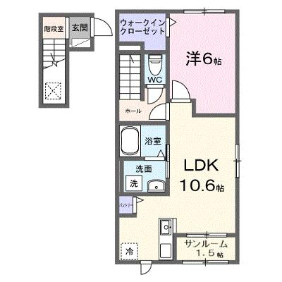 ミニョン　フロル　Ｂ 201【管理NO：1-028577402-02010】 ★家具家電は申し込み後に搬入します★ ★2026年10月上旬入居可能★の外観画像