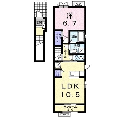 パストラーレ 201【管理NO：1-019923801-02010】 ★家具家電は申し込み後に搬入します★ ★2026年10月中旬入居可能★の外観画像