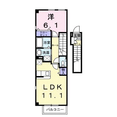 プラシードⅠ 203【管理NO：1-013325801-02030】 ★家具家電は申し込み後に搬入します 2026年08月下旬入居可能の外観画像