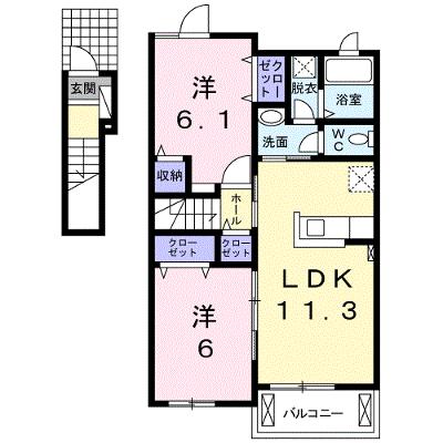 アンソレイユ 203【管理NO：1-017546201-02030】 ★家具家電は申し込み後に搬入します 2026年08月下旬入居可能の外観画像