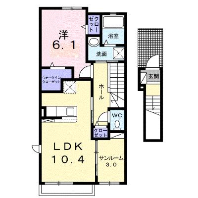 ラフレシール 203【管理NO：1-026814501-02030】 ★家具家電は申し込み後に搬入します★ ★2026年08月下旬入居可能★の外観画像