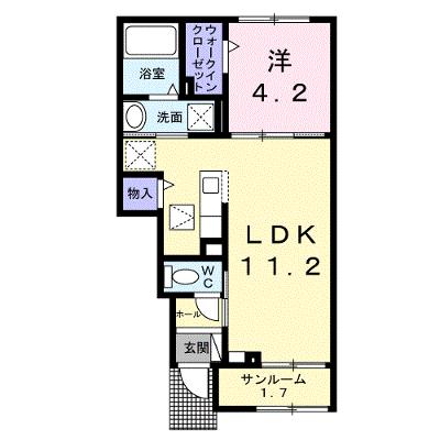 カーサ・ヴァンベールⅠ 102【管理NO：1-027841001-01020】 ★家具家電は申し込み後に搬入しますの外観画像