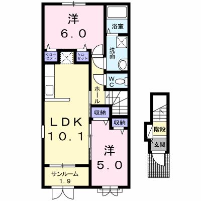 リヴェールⅡ 201【管理NO：1-022355402-02010】 ★家具家電は申し込み後に搬入します★ ★2026年09月中旬入居可能★の外観画像