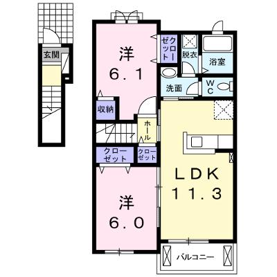 エス・ベル　Ｂ 202【管理NO：1-021910302-02020】 ★家具家電は申し込み後に搬入します★ ★2026年09月上旬入居可能★の外観画像