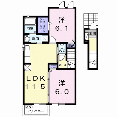 ヴェルナ・Ａ 203【管理NO：1-021152701-02030】 ★家具家電は申し込み後に搬入します★の外観画像