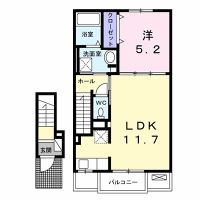 ラプレⅡ 202【管理NO：1-024002301-02020】 ★家具家電は申し込み後に搬入します★ ★2026年09月上旬入居可能★の外観画像