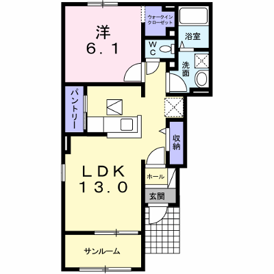 シャン・ド・フルールⅠ 101【管理NO：1-019521401-01010】 ★家具家電は申し込み後に搬入します 2026年09月中旬入居可能の外観画像