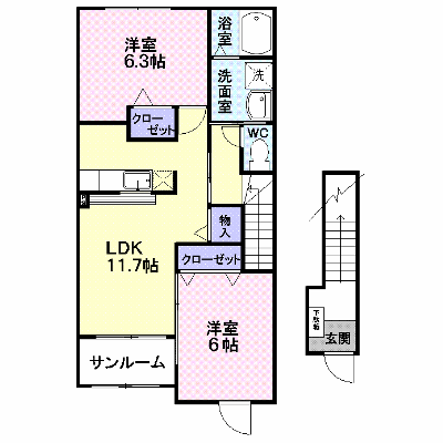 アンソレイエ・ノール 203【管理NO：1-016215301-02030】 ★家具家電は申し込み後に搬入します★ ★2026年09月中旬入居可能★の外観画像
