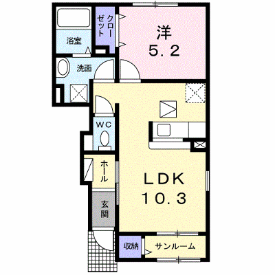 クロッシングⅡＢ 102【管理NO：1-018030402-01020】 ★家具家電は申し込み後に搬入します 2026年10月上旬入居可能の外観画像
