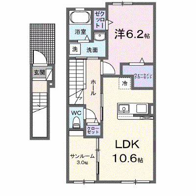 セリーノ・Ｋ 201【管理NO：1-027630201-02010】 ★家具家電は申し込み後に搬入します★ ★2026年10月上旬入居可能★の外観画像