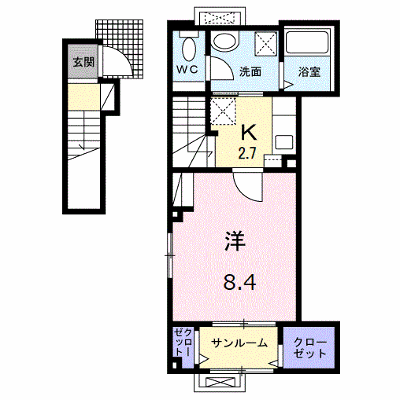 サラ 203【管理NO：1-025904301-02030】 ★家具家電は申し込み後に搬入します 2026年08月上旬入居可能の外観画像