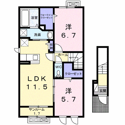 クロシェット　Ⅱ 201【管理NO：1-026085202-02010】 ★家具家電は申し込み後に搬入します★ ★2026年09月中旬入居可能★の外観画像