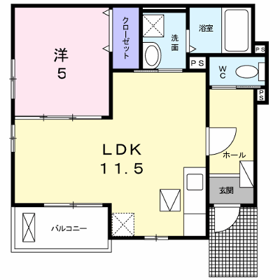 プラシードⅤ 101【管理NO：1-018802001-01010】 ★家具家電は申し込み後に搬入します★ ★2026年09月下旬入居可能★の外観画像