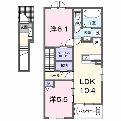 クレールＡ 201【管理NO：1-025498701-02010】 ★家具家電は申し込み後に搬入します★ ★2026年09月中旬入居可能★の外観画像
