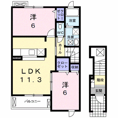 クレール　Ⅱ 201【管理NO：1-015135102-02010】 ★家具家電は申し込み後に搬入します★ ★2026年09月中旬入居可能★の外観画像