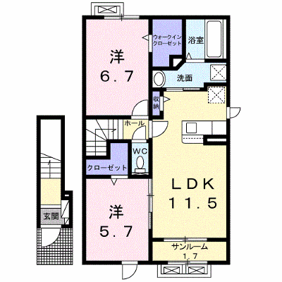 レガリアⅠ 205【管理NO：1-026467901-02050】 ★家具家電は申し込み後に搬入します★ ★2026年09月中旬入居可能★の外観画像