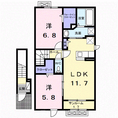 ヴィラ・ローザ 205【管理NO：1-026805101-02050】 ★家具家電は申し込み後に搬入します★ ★2026年09月中旬入居可能★の外観画像